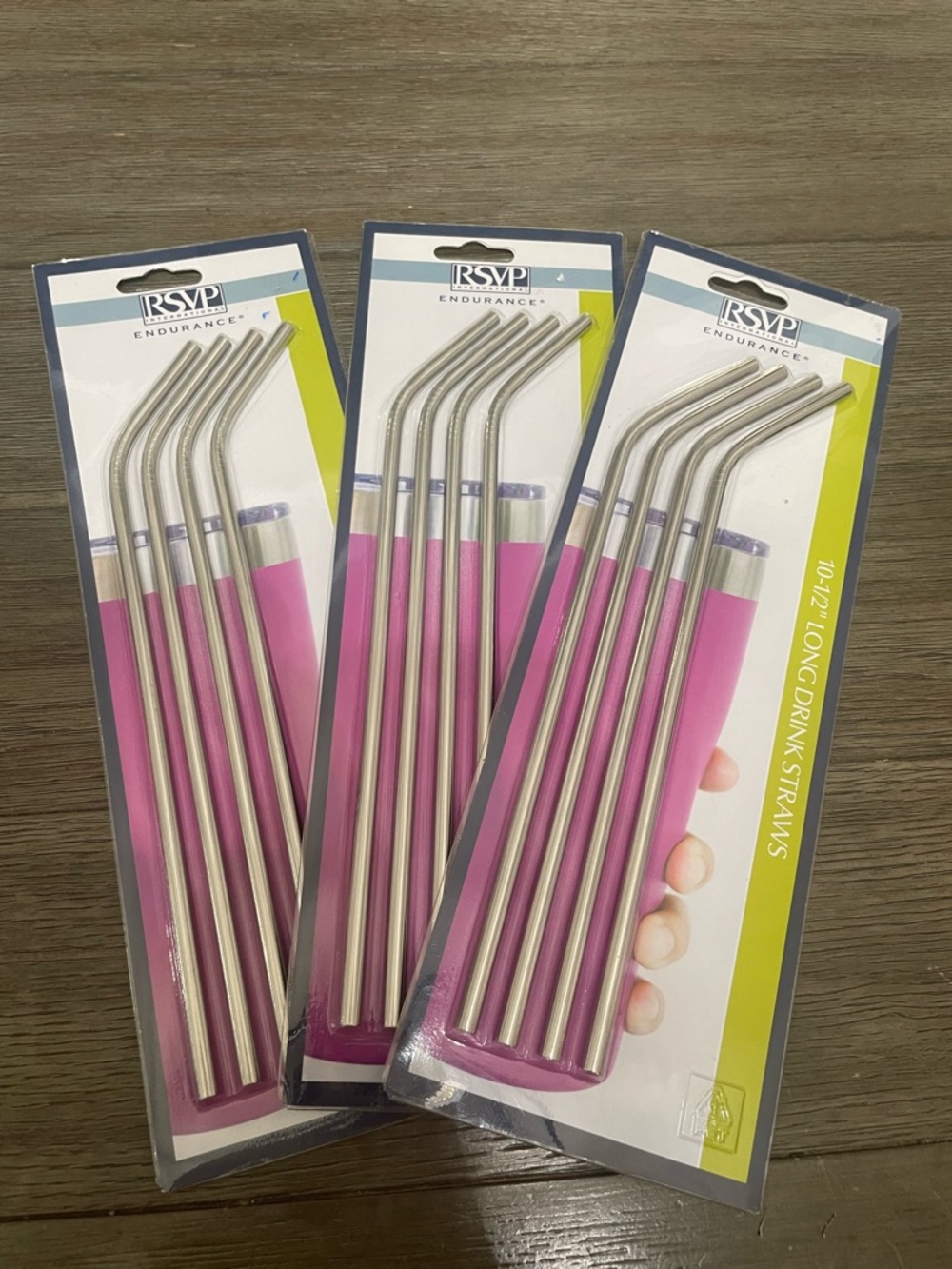 NEW Stainless Steel‎ Straws (3) 4-Pack